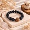 Onyx + Lava Stone คั่น Hematite แต่งชาร์ม ลูกอม “เสือนอนกิน”