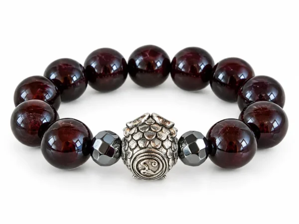 Garnet (โกเมน) คั่น Hematite แต่งชาร์มมู “พญานกถึดทือ” ครูบาเต่า