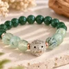 Prehnite + Green Aventurine คั่น Hematite สีโรสโกลด์ แต่งชาร์ม ลูกอม “ท้าวเวสสุวรรณ”