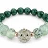 Prehnite + Green Aventurine คั่น Hematite สีโรสโกลด์ แต่งชาร์ม ลูกอม “ท้าวเวสสุวรรณ”