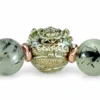 Prehnite + Green Aventurine คั่น Hematite สีโรสโกลด์ แต่งชาร์ม ลูกอม “ท้าวเวสสุวรรณ”