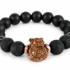 Onyx + Lava Stone คั่น Hematite แต่งชาร์ม ลูกอม “เสือนอนกิน”
