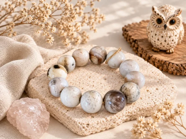 นกฮูก ริมโขง Online Store Image 19 ก.ย. 2569 10_53_12 สร้อยข้อมือ Wood Opal (ไม้กลายเป็นหินเนื้อโอปอล)