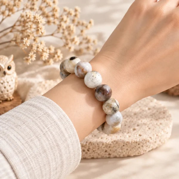 นกฮูก ริมโขง Online Store Image 19 ก.ย. 2569 10_59_09 สร้อยข้อมือ Wood Opal (ไม้กลายเป็นหินเนื้อโอปอล)