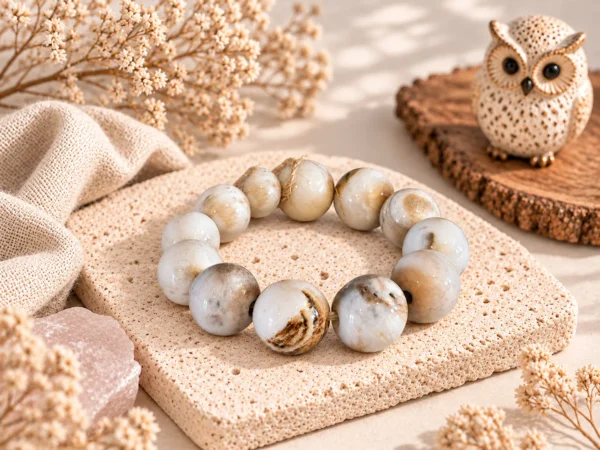 นกฮูก ริมโขง Online Store Image 19 ก.ย. 2569 11_37_25 สร้อยข้อมือ Wood Opal (ไม้กลายเป็นหินเนื้อโอปอล)