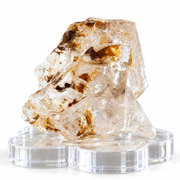 คริสตัลควอตซ์อำพันบนฐานใส แร่ควอตซ์ธรรมชาติ (Natural Quartz) พร้อมฐานอะคริลิก