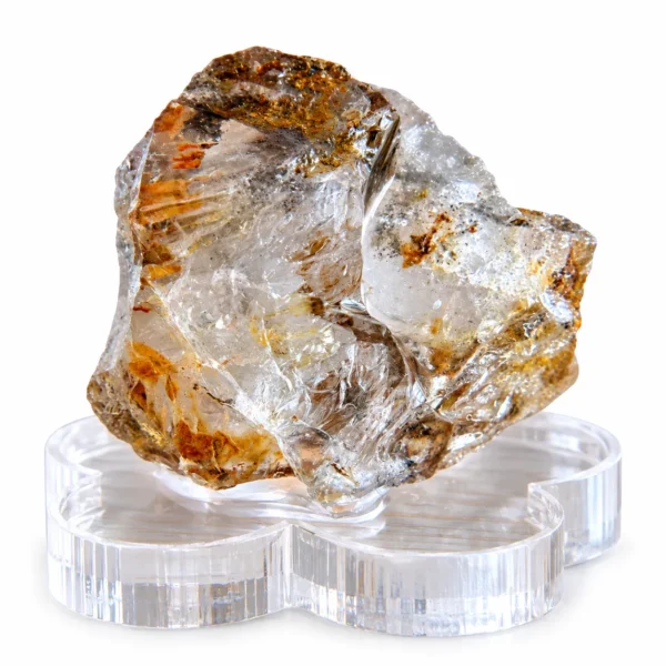 นกฮุก ริมโขง Online Store คริสตัลควอตซ์ใสปนสนิมบนฐานอะคริลิก แร่ควอตซ์ธรรมชาติ (Natural Quartz) พร้อมฐาน